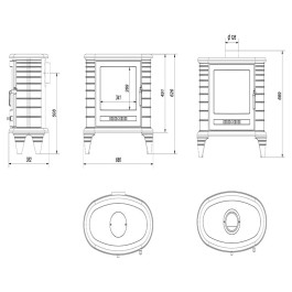 Печь-камин чугунная Kratki KOZA/K8 9 кВт
