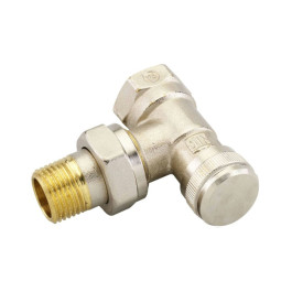 Клапан запорный угловой никелированный для бокового присоединения к радиатору Ридан LV 003L0143R Ду 15