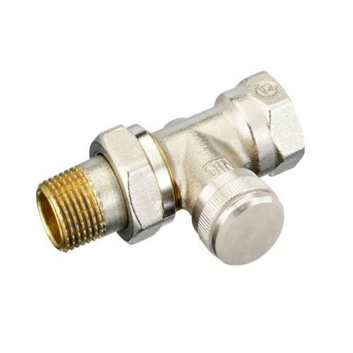 Клапан запорный прямой никелированный для бокового присоединения к радиатору Ридан LV 003L0144R Ду 15