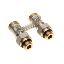 Комплект для радиаторов с нижним подключением: клапан LV-KB Ду15 + термоэлемент TR 84, резьба Ду 1/2, прямой, Ридан 013G7222R