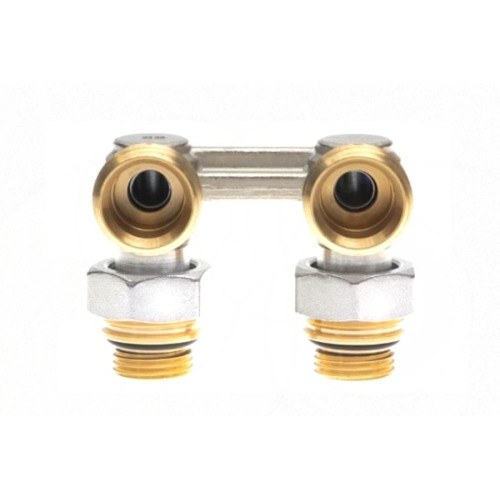 Комплект для радиаторов с нижним подключением: клапан LV-KB Ду20 + термоэлемент TR 84, резьба Ду 3/4, угловой, Ридан 013G7225R