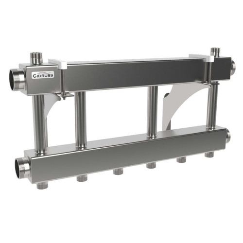 Коллектор нержавеющий модульный Gidruss MKSS-250-3х25 до 250 кВт 2" 3 контура