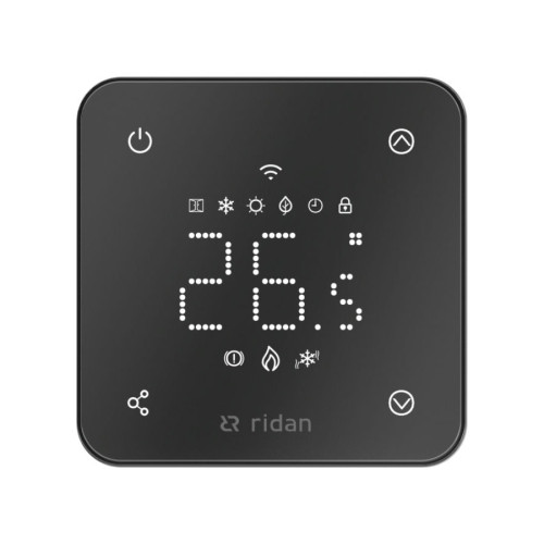 Электронный комнатный термостат RSmart-FB с Wi-Fi подключением 230V, черный, Ридан 088L1144R