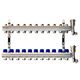 Коллекторная группа FHF-R, на 11 выходов, с воздухоотводчиками, с кронштейнами, Ридан 088U0711R