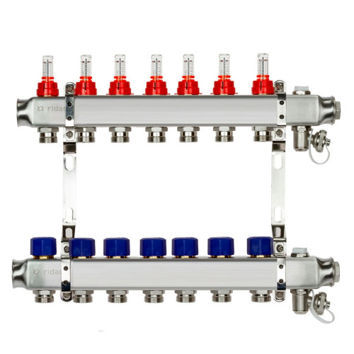 Коллекторная группа SSM-RF на 7 выходов, с расходомерами и кронштейнами, Ридан 088U0957R