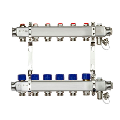 Коллекторная группа SSM-R на 6 выходов, без расходомеров, с кронштейнами, Ридан 088U0976R