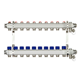 Коллекторная группа SSM-R на 10 выходов, без расходомеров, с кронштейнами, Ридан 088U0980R