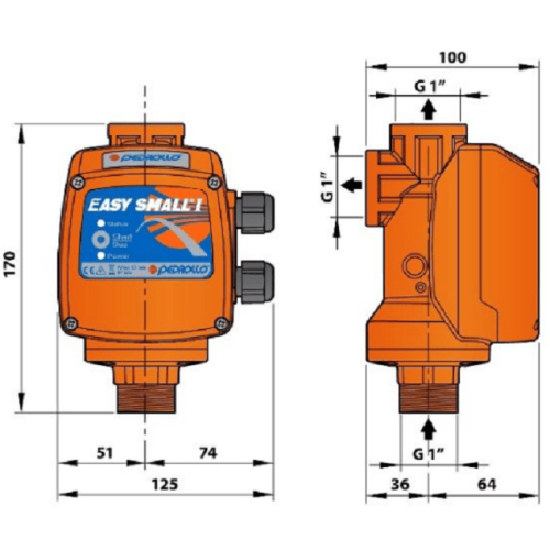Электронный регулятор давления Pedrollo EASY SMALL 2 M с манометром