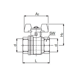 Кран шаровый Oventrop Optibal 1" ВР/BР ручка-бабочка (арт.1076108)