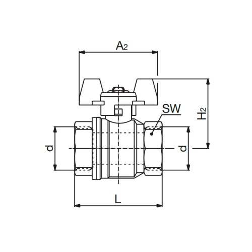Кран шаровый Oventrop Optibal 1" ВР/BР ручка-бабочка (арт.1076108)