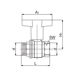 Кран шаровый Oventrop Optibal 3/4" НР/BР c высокой Т-ручкой (арт.1077306)