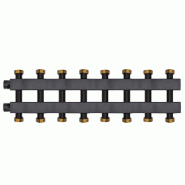 Коллектор Warme WKD.140.К.F.4+4 Дублер компакт (черная сталь) на 8 контуров 90-140 кВт с накидными гайками