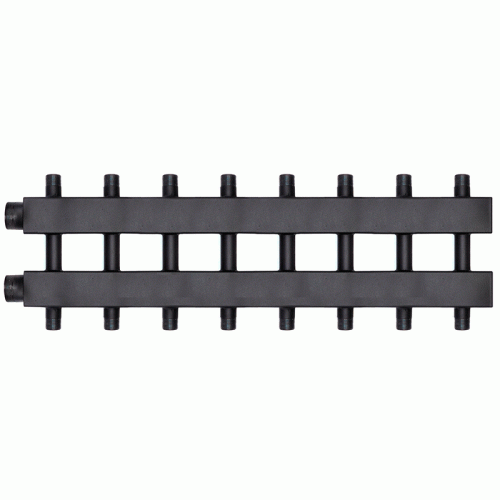 Коллектор Warme WKD.140.К.4+4 Дублер компакт (черная сталь) на 8 контуров 90-140 кВт