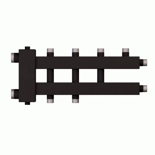 Коллектор с гидроразделителем Warme WKD.R.122.К.2+1+1 Дублер компакт (черная сталь) на 4 контура до 122 кВт