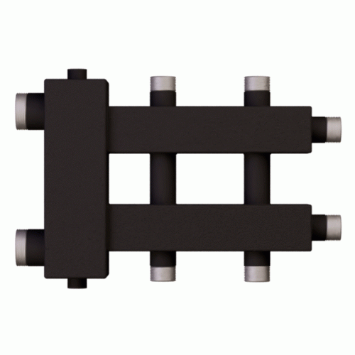 Коллектор с гидроразделителем Warme WKD.R.60.К.1+1+1 (черная сталь) на 3 контура до 60 кВт