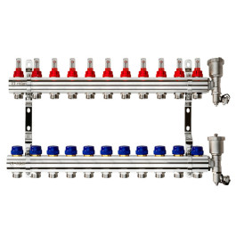 Коллекторная группа FHF-RF на 11 выходов, с расходомерами, с воздухоотводчиками, с кронштейнами, Ридан 088U0731R