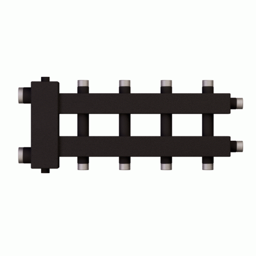 Коллектор с гидроразделителем Warme WKD.R.122.К.2+2+1 Дублер компакт (черная сталь) на 5 контуров до 122 кВт