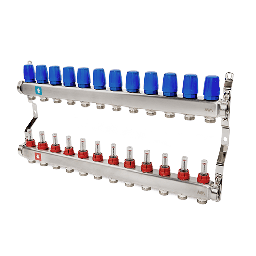 Коллектор с расходомерами MVI 1"х3/4"ЕК 12 выходов