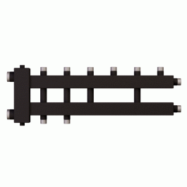 Коллектор с гидроразделителем Warme WKD.R.122.К.3+1+1 Дублер компакт (черная сталь) на 5 контуров до 122 кВт