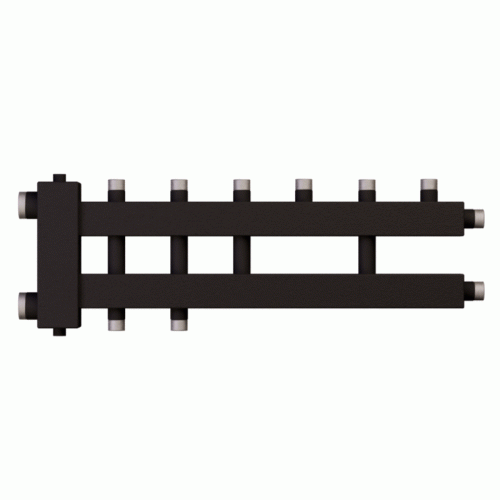 Коллектор с гидроразделителем Warme WKD.R.122.К.3+1+1 Дублер компакт (черная сталь) на 5 контуров до 122 кВт