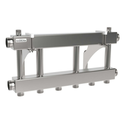 Коллектор нержавеющий модульный Gidruss MKSS-250-3х32 до 250 кВт 2" 3 контура
