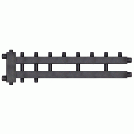 Коллектор с гидроразделителем Warme WKD.R.122.К.4+1+1 Дублер компакт (черная сталь) на 6 контуров до 122 кВт