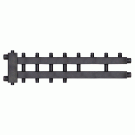 Коллектор с гидроразделителем Warme WKD.R.122.К.4+2+1 Дублер компакт (черная сталь) на 7 контуров до 122 кВт