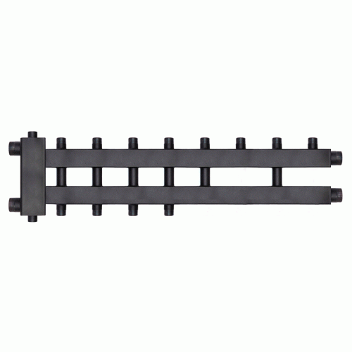 Коллектор с гидроразделителем Warme WKD.R.122.К.4+2+1 Дублер компакт (черная сталь) на 7 контуров до 122 кВт