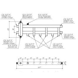 Коллектор нержавеющий Gidruss BMSS-40-4D до 40 кВт 3/4" 4 контура