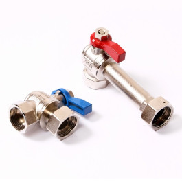 Комплект двух угловых никелирован. шаровых кранов Rehau G1 для коллекторов