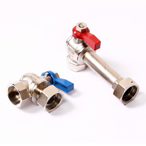 Комплект двух угловых никелирован. шаровых кранов Rehau G1 для коллекторов