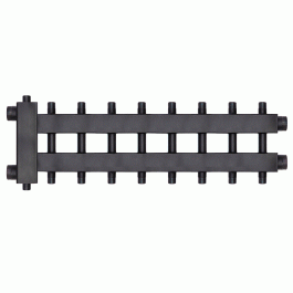 Коллектор с гидроразделителем Warme WKD.R.122.К.4+4+1 Дублер компакт (черная сталь) на 9 контуров до 122 кВт