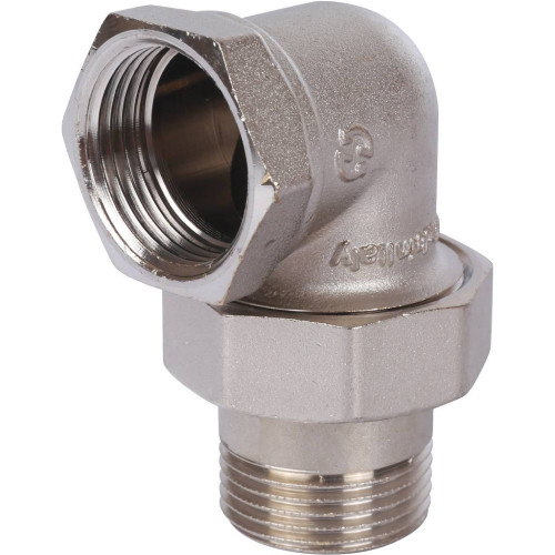 Разъемное угловое соединение "американка" ВН 1 1/4" никелированное под гайкой o-ring Stout