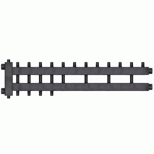 Коллектор с гидроразделителем Warme WKD.R.122.К.6+2+1 Дублер компакт (черная сталь) на 9 контуров до 122 кВт