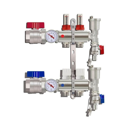 Коллектор для тёплого пола с расходомерами Tim на 2 выхода (арт.KA002)