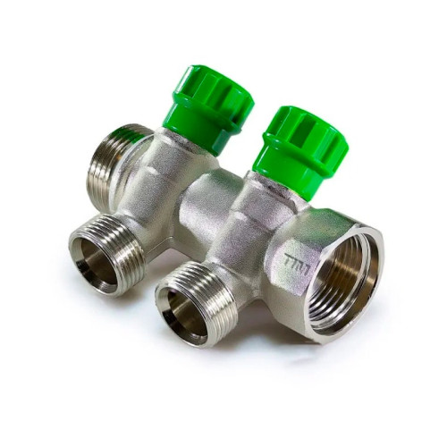 Коллектор распределительный 45° Tim на 2 выхода 1"x3/4"