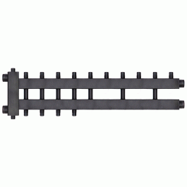 Коллектор с гидроразделителем Warme WKD.R.122.К.5+2+1 Дублер компакт (черная сталь) на 8 контуров до 122 кВт