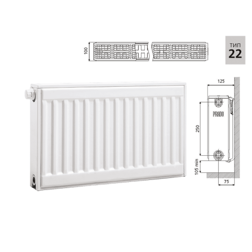 Радиатор стальной панельный Prado Universal Тип 22 (300x3000 мм)