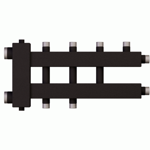 Коллектор с гидроразделителем Warme WKD.R.60.К.2+1+1 (черная сталь) на 4 контура до 60 кВт