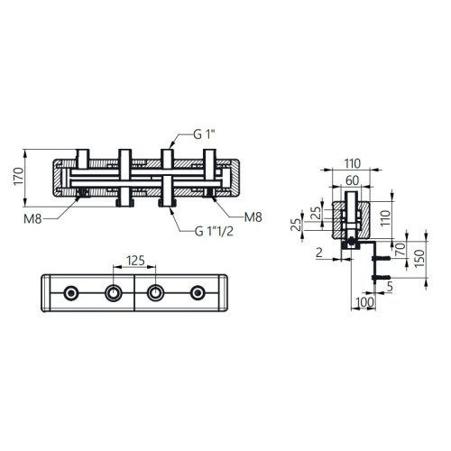 Коллектор стальной Uni-Fitt 1" 5 отопительных контура в теплоизоляции (арт.435Z4105)
