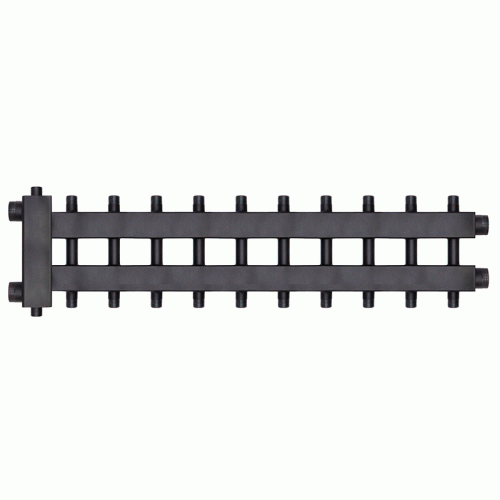 Коллектор с гидроразделителем Warme WKD.R.122.К.5+5+1 Дублер компакт (черная сталь) на 11 контуров до 122 кВт