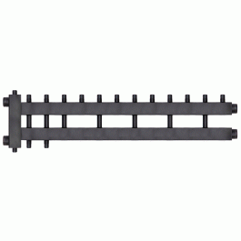 Коллектор с гидроразделителем Warme WKD.R.122.К.6+1+1 Дублер компакт (черная сталь) на 8 контуров до 122 кВт