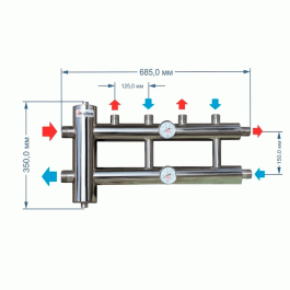 Коллектор из нержавейки с гидрострелкой 60 кВт ПроксиТерм GSK 25-2.1