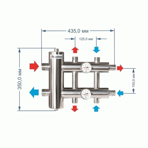 Коллектор из нержавейки с гидрострелкой 60 кВт ПроксиТерм GSK 25-3