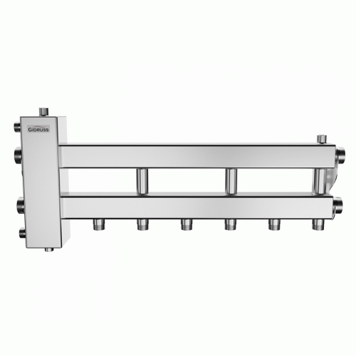 Коллектор нержавеющий Gidruss BMSS-100-4D до 100 кВт 1 1/4" 4 контура