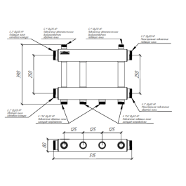 Коллектор модульный Gidruss MK-250-2х32 до 250 кВт 2" 2 контура