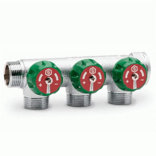 Коллектор для воды 3 выхода Stout 1"x3/4" евроконус арт.SMB-6850-013403