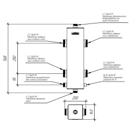 Гидрострелка стальная Gidruss GR-250-50 до 250 кВт 2"