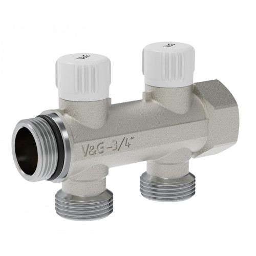 Коллектор настроечный V&G Valogin 3/4"х3/4" на 2 выхода