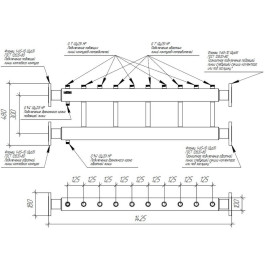 Коллектор модульный Gidruss MK-400-2х50 до 400 кВт ДУ 65 2 контура